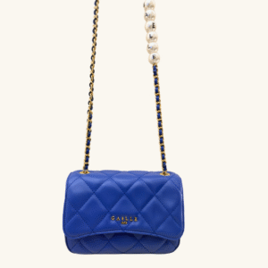 Gaëlle Paris – Bolsa de Ecopiel azul de correa con perlas